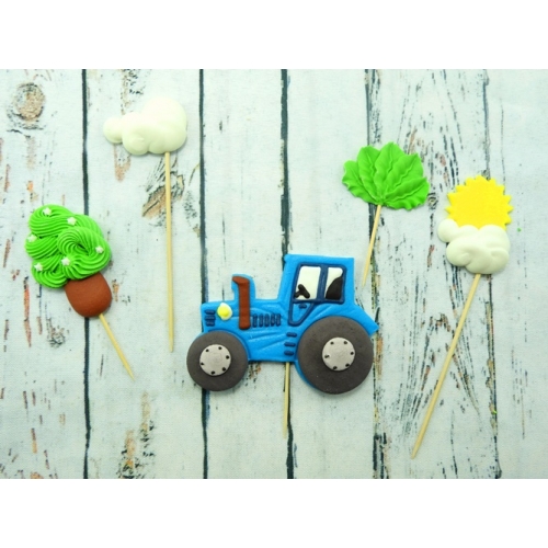 Figurka cukrowa dekoracja tort topper traktor 5 el